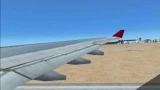 Take off in Denver with A330 NWA  Wing view