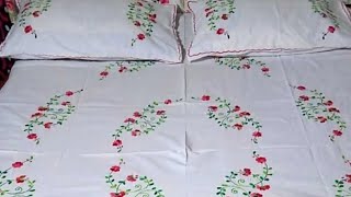 new beautiful bedsheet design hand embroidery. चादर का डिजाइन।।