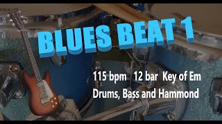 Guitar Piano Backing Track: Blues 12 bar Swing 115bpm in key of Em  [Hammond, Drums and Bass]