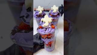 Ghost themed - Oreo Cheesecake Cups 👻💜✨ #spooky #ghost #cheesecake #strawberry