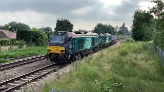 DRS Class 68 Nuclear Waste train at Cloddymore Footbridge