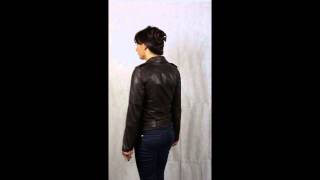 Women’s Brown Asymmetric Leather Jacket – Maya