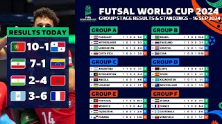 MATCHDAY 3 FIFA FUTSAL WORLD CUP 2024  Results & Points Table /  FIFA world cup result #football