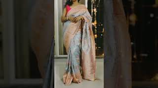 Blue and peach Banarasi silk Saree with Pink sleeveless Blouse | How to drape a saree? #sareehaul