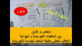 ملخص  و الفرق  بين المعقبات الكهربائية و الهوائية  التعاقب الخطي وظيفة التحكم الهندسة الكهربائية