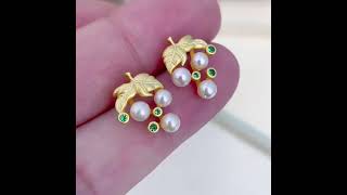 Grape shape 3-4mm Japanese akoya pearl earrings~