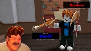 Playing murder mystery two on Roblox