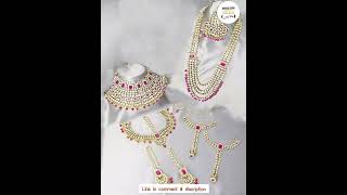 Peora Ethnic Indian Traditional Gold Plated Kundan Dulhan Bridal Jewellery Set with Choker Earrings