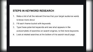 Steps in Keyword Research