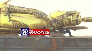 NTR In Lord Krishna Statue Exclusive Visuals Khammam || News Telangana Tv