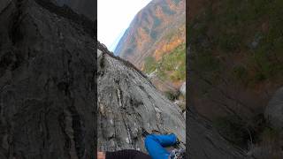 The adrenaline of exposure pulling into the face #climb #mountains #friends #northcarolina #shorts