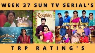 WEEK 37 SUN TV SERIAL'S TRP RATING'S (UR)🎉🔥 | SUN TV RATING'S | TAMIL | 2022 | SERIAL UPDATES