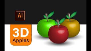 how to create 3d apples -  illustrator tutorial - 3d revolve tool - for beginners