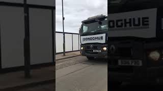 Nice close up of Renault Tipper Truck leaving the construction site. PB.Donoghue Waste management