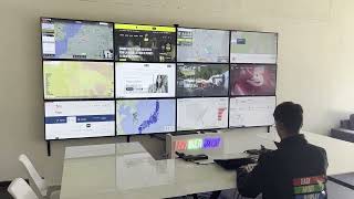 Two video wall controllers to display content on 12 screens