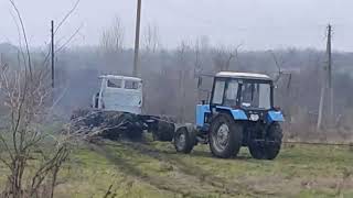 тройная тяга газ 3307 4х4, эвакуация прицепа, evacuation