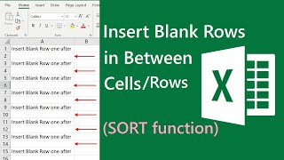 Quickly Insert Blank Rows in Between Cells with SORT Function @pcguide4u