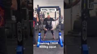 Breaking THOR 400KG #Squat wow, turning up the DIAL!!! ' video credits Hafthor Bjornsson