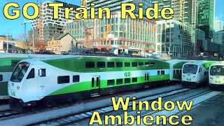 GO TRAIN Ride Window View to Toronto Union Station from Newmarket | Uncut Trip Ambience