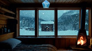 🌨️ Deep Sleep with Blizzard and Fireplace Sounds | Cozy Winter Ambience and Howling Wind