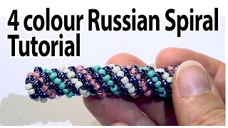 BeadsFriends: make Russian spiral - 4 colours Russian spiral tutorial