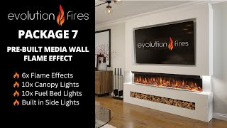 Evolution Fires Pre-Built Media Wall Package 7 Flame Effect.