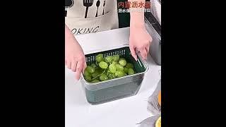 Kitchen Basket Wash Fruit and Vegetable Drain Basket Multifunctional Food Storage Box Refrigerator