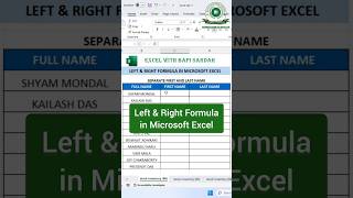 LEFT & RIGHT Formula in Excel || Excel tutorial || #shorts #exceltips #trending #msexcel