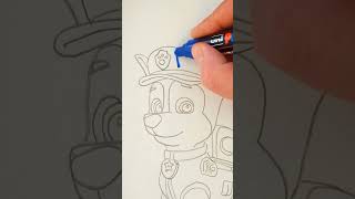 Chase Paw Patrol - Posca Pen Colouring #shorts