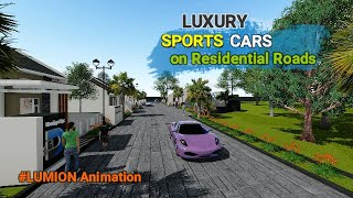 Luxury Sports Cars on Residential Roads - Lumion Animation