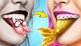 NERD VAMPIRE TO MERMAID 🧜‍♀️ CRAZY TRANSFORMATION AND MAKEOVER HACKS