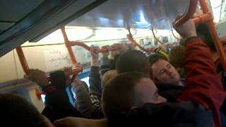 manchester city fan falls out of wheel chair doing poznan