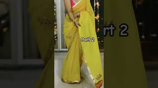 Part 2 - Yellow georgette Saree with Pink sleeveless Blouse | How to drape a saree? #sareehaul