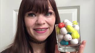 ASMR GUESSING how many gumballs fit in my mouth? how many gumballs are in the glass? satisfying