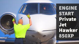 Engine start private jet Hawker 850XP