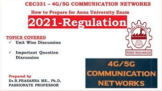 Anna University Exam Preparations - CEC331 4G/5G Communication Networks Important Questions