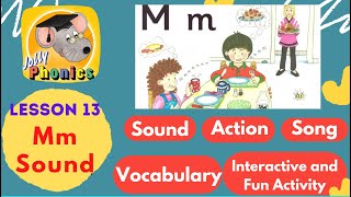 Lesson 13 - JOLLY PHONICS /Mm/ SOUND WITH SOUND, SONG, VOCABULARY, AND FUN ACTIVITIES  #JollyPhonics