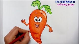 how to draw & coloring cute carrot || coloring page for kids