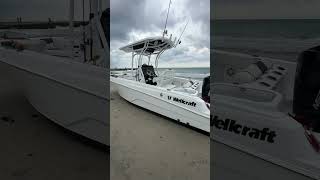 Mystery boat beached at Bo￼ca Inlet Florida 😳 #boatfails #boating