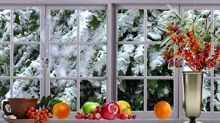 Beautiful winter day for window and Nice music. Прекрасный зимний день за окном и красивая музыка.