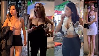 [4k] Bangkok Thailand's Midnight Scenes So Many Gorgeous Ladies & freelancers! - 27 April, 2023