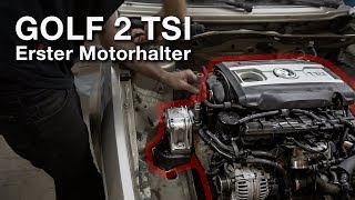 Erster Motorhalter wird eingeschweißt am VW Golf2 2.0 TSI Projekt [G2-09]