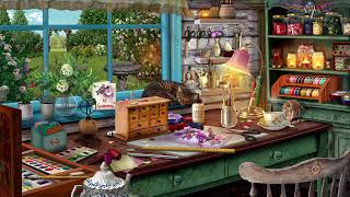 Grandma's Crafting Table 🎨 ASMR rainy cottagecore ambience 🌧️ cozy rain, thunder, paper sounds