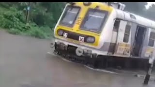 •Mumbai heavy Rain || India longest Train crossing Bridge•