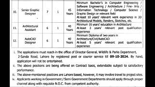 Punjab Wildlife and Parks Department Jobs 2024 September Assistant Managers & Others Latest