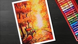 How to draw Autumn scenery drawing and painting for beginners