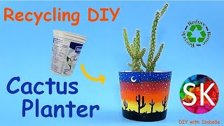 Cactus Planter craft idea | DIY Recycling Arts & Crafts | Easy to do Desert Sunset Landscape