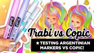 THICK PASTEL BRUSH MARKERS ★ Testing Argentinian Trabi Markers vs Copic Markers! ★