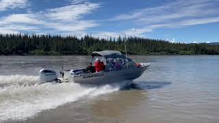 Boating on the mighty Mackenzie River between Fort Simpson and Wrigley with North Star Adventures