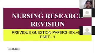 Nursing Research Revision of Previous Year Question Papers Part 1